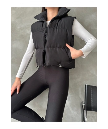 Kadın Kısa Crop Şişme Yelek
