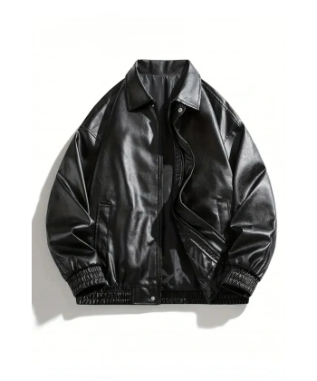 kadın oversize unisex bomber deri ceket mont