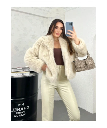 Taş Rengi İçi Astarlı Premium Kürk