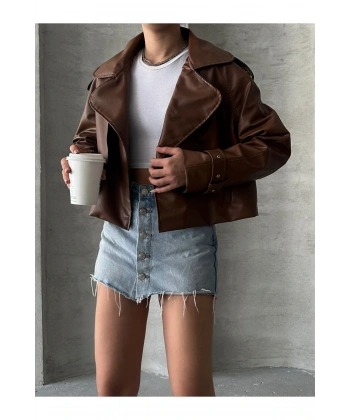 OVERSİZE TABA DERİ CEKET