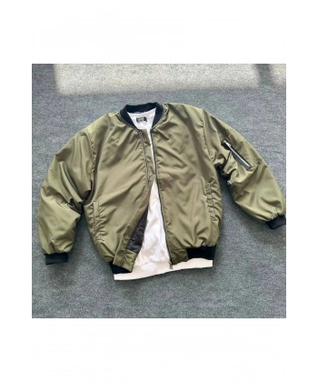 Unisex Bomber Yelek Hırka Ceket Haki
