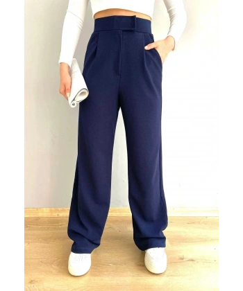 Line Kadın Likralı Cırt Kapama Lacivert Palazzo Pantolon PUQQAAA22