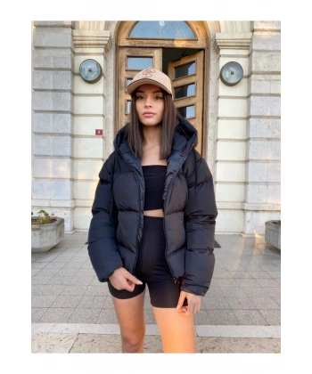 Kadın Kapüşonlu Şişme Mont