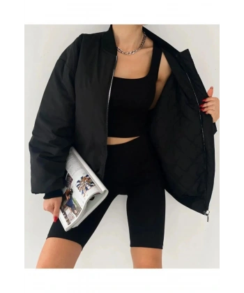 Unisex Bomber Siyah Ceket