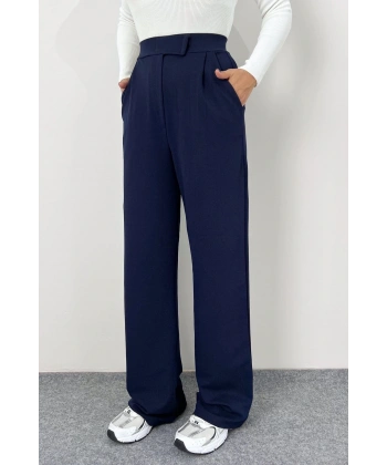 Kadın Likralı Cırt Kapama Palazzo Pantolon LQ34