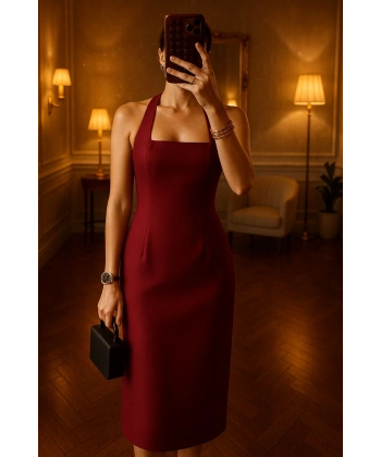 Boyundan Askılı Maxi Kalem Elbise