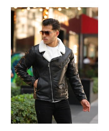 Erkek Kürklü Deri Ceket