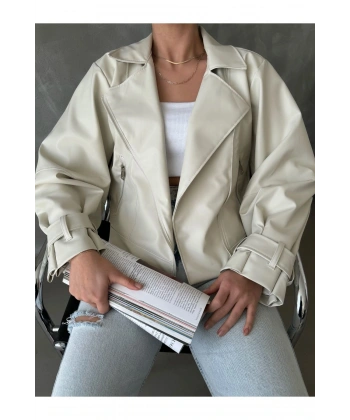 Balon Kol Suni Deri Ceket