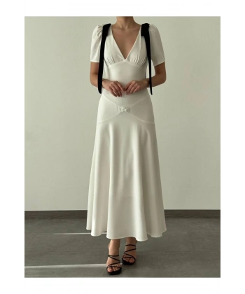 Kadın Omuz Fiyonklu Midiboy Elbise