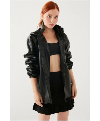 Kadın Deri Yağmurluk