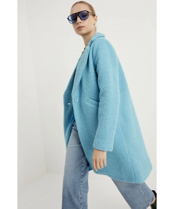 Kadın Bebe Mavi Buklet Kaban