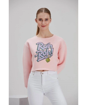 Kadın Pembe Baskılı Sweatshirt