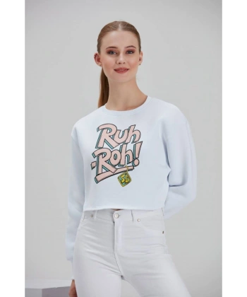 Kadın Beyaz Baskılı Sweatshirt