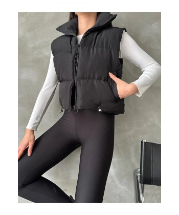 Kadın Kısa Crop Şişme Yelek