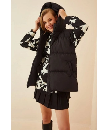 Şişme Yelek Kapşonlu Şişme Yelek Kapüşonlu Kolsuz Şişme Yelek Mont Kaban