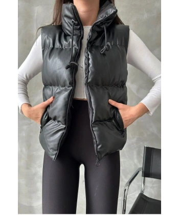 Kadın Kısa Crop Şişme Yelek