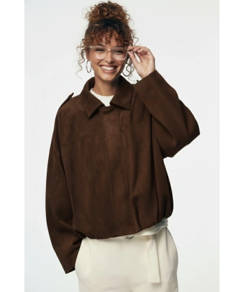 Kadın Oversize Bomber Süet Ceket