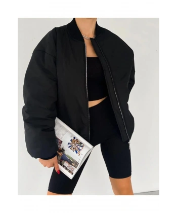 Siyah Unisex Bomber Su Itici Mont
