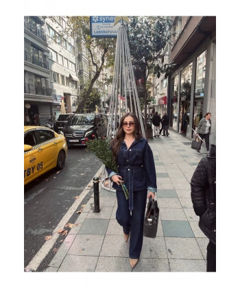 Kadın Denim Bağlamalı Kot Takım