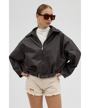 Yeni Sezon P&B Oversize Bomber Deri Ceket