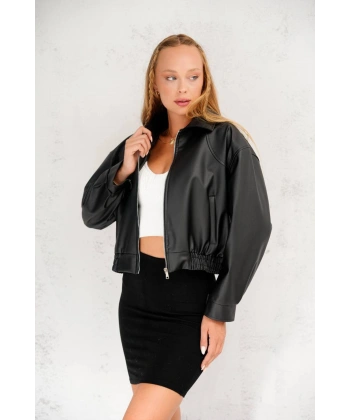 Oversize Yeni Sezon Bomber Deri Ceket