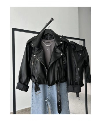 Leather Siyah Deri Ceket