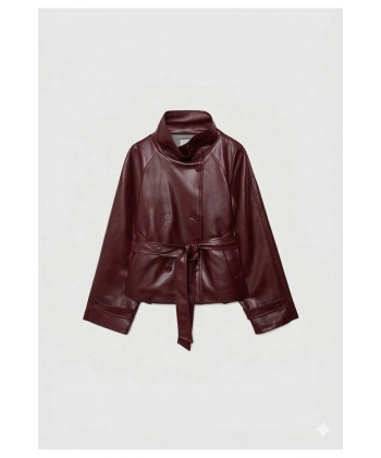 Dik yaka suni deri trençkot