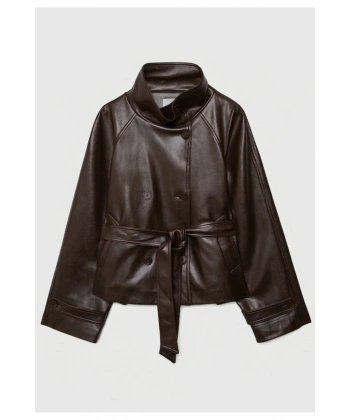 Dik yaka suni deri trençkot