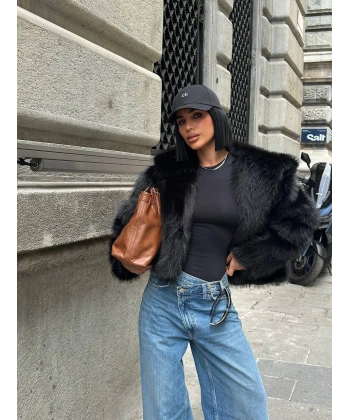 Kabarık Yaka Kürk Ceket Mont