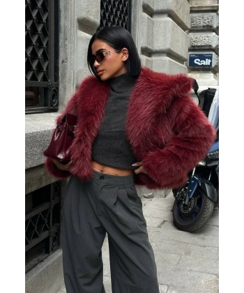 Kabarık Yaka Kürk Ceket Mont