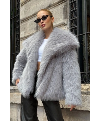 Kabarık Yaka Kürk Ceket Mont