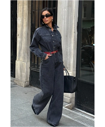 Zr Model Denim Kot Kemerli Tulum