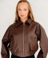 Yeni Sezon Kadın Bomber Deri Ceket