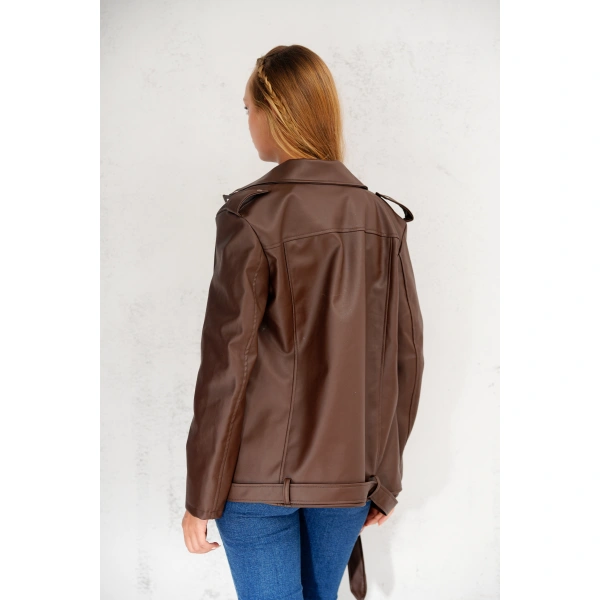 Kadın Oversize Biker Deri Ceket