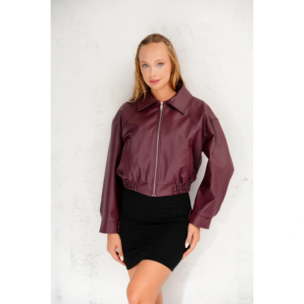 Oversıze Deri Ceket Bomber