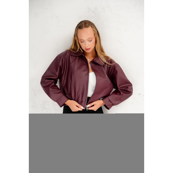 Oversıze Deri Ceket Bomber