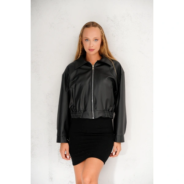 Oversıze Deri Ceket Bomber