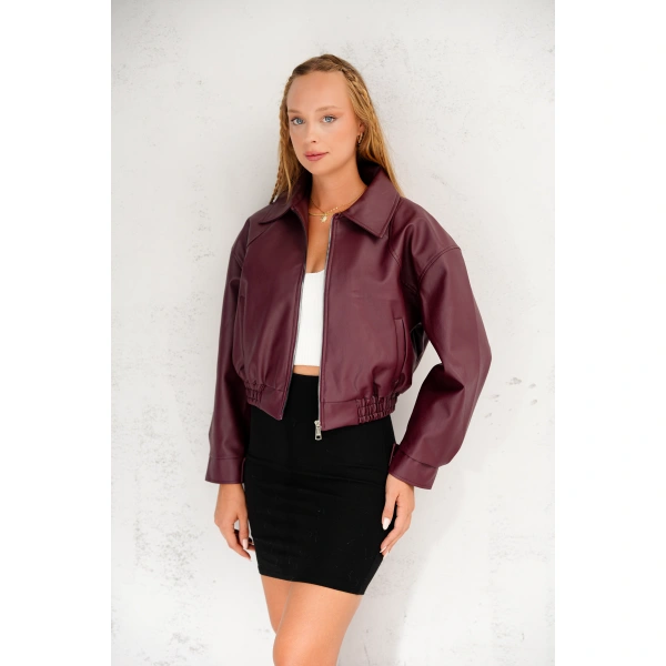Oversıze Deri Ceket Bomber