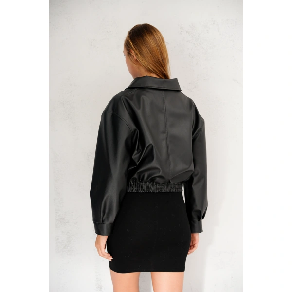 Oversıze Deri Ceket Bomber