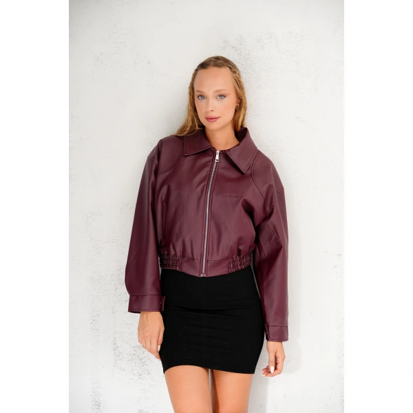 Oversıze Deri Ceket Bomber