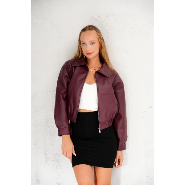 Oversıze Deri Ceket Bomber