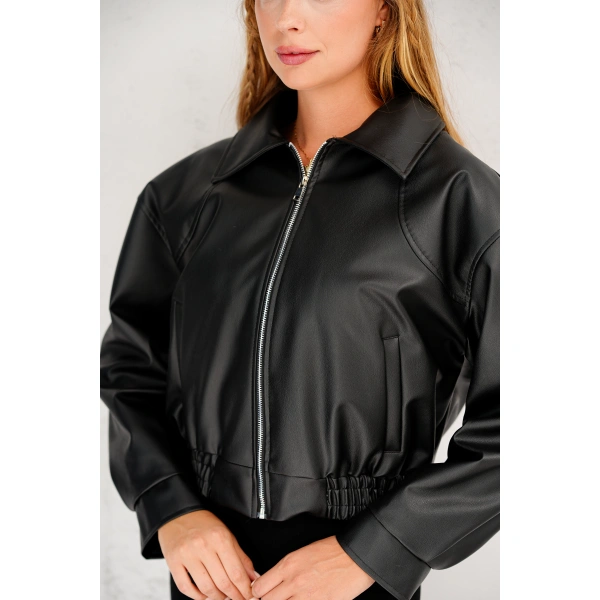 Oversıze Deri Ceket Bomber