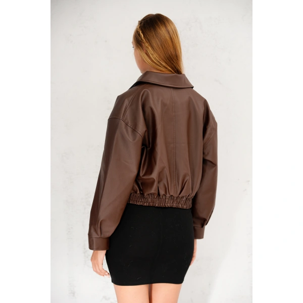 Yeni Sezon Kadın Bomber Deri Ceket