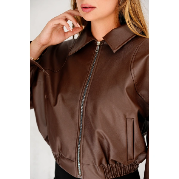 Yeni Sezon Kadın Bomber Deri Ceket