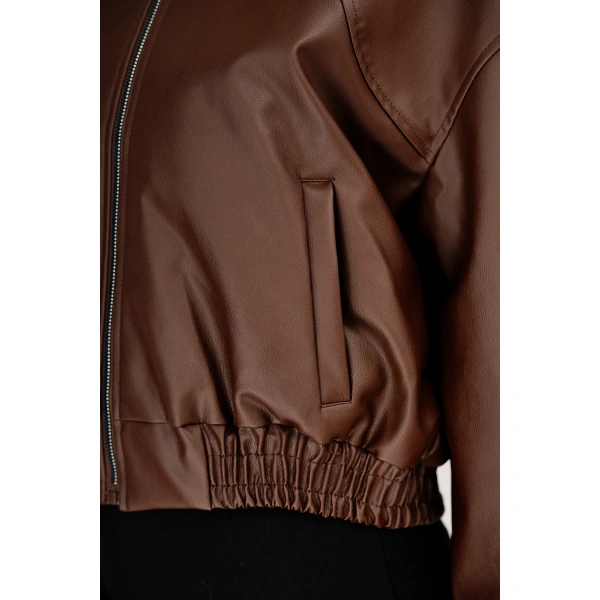 Yeni Sezon Kadın Bomber Deri Ceket