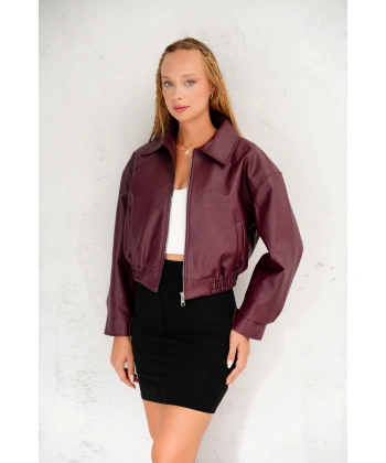 Oversıze Deri Ceket Bomber