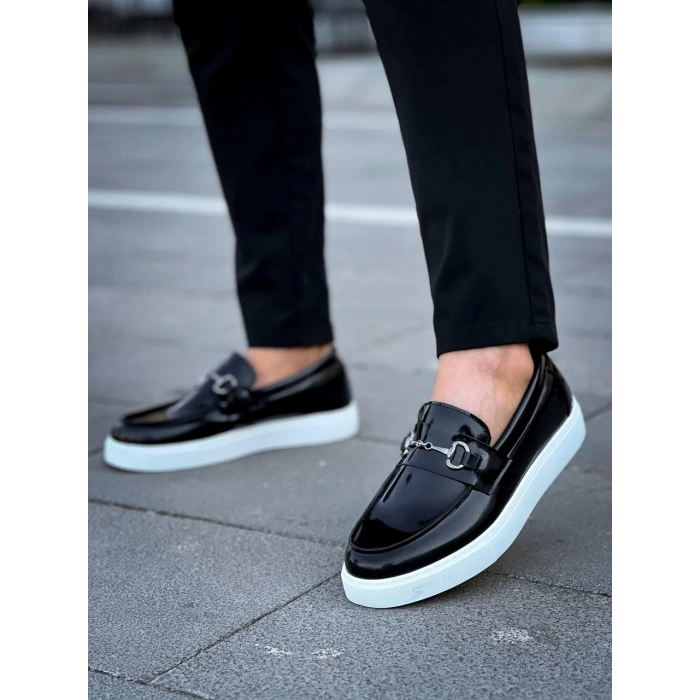 KB-027  Kuback Bağcıksız Siyah Rugan G Günlük Erkek Ayakkabı