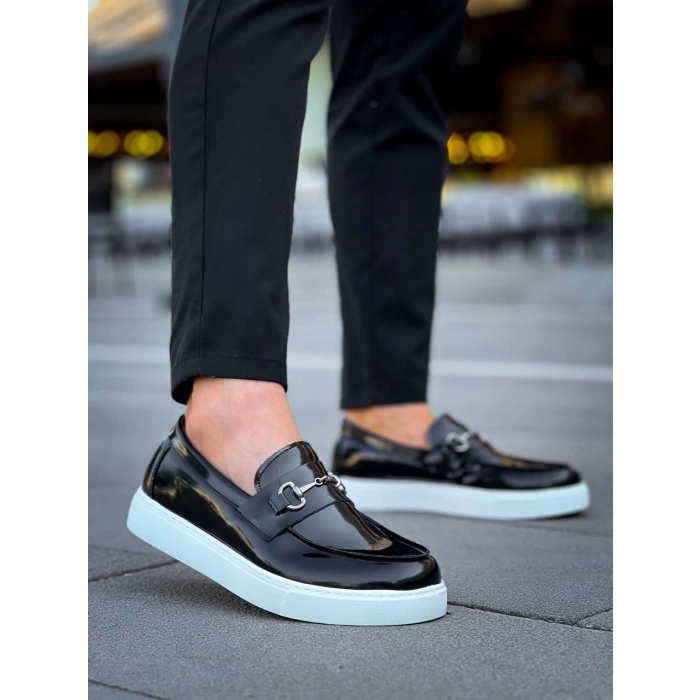 KB-027  Kuback Bağcıksız Siyah Rugan G Günlük Erkek Ayakkabı