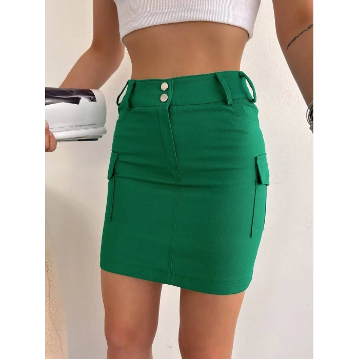 Körüklü cep etek yeşil s24904