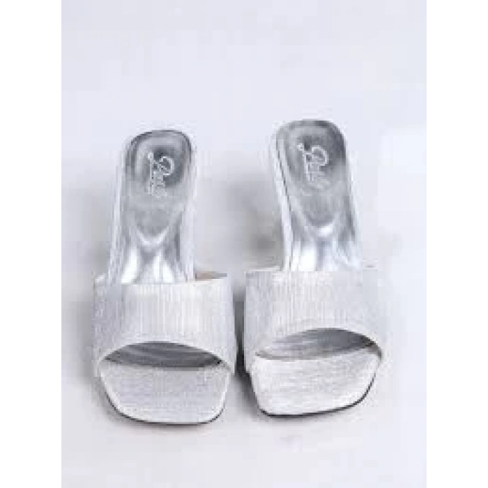 Luart Gümüş Simli Topuklu Terlik